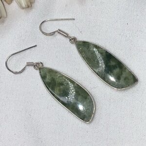 Whimsical Green Ocean Jasper cut sparkly Handcrafted unique earrings